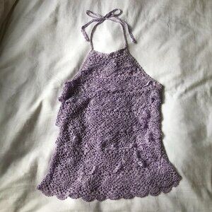 Vince Camuto lavender halter top with crochet overlay
